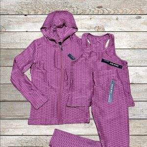 Women’s S/M TikTok 3pc Active Set NWT Bubble Texture Leggings, Tank & Jacket